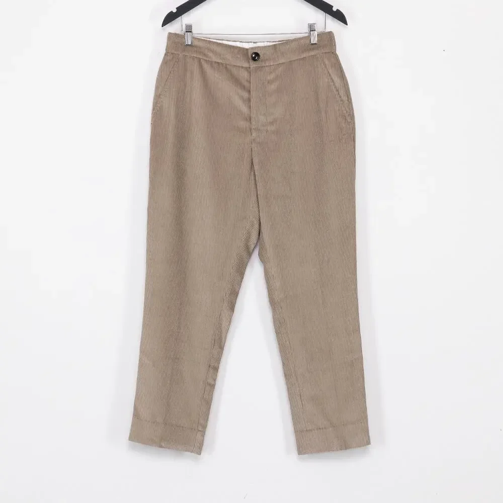 Ami Elasticated Corduroy Trousers Beige Size 38FR 28 US